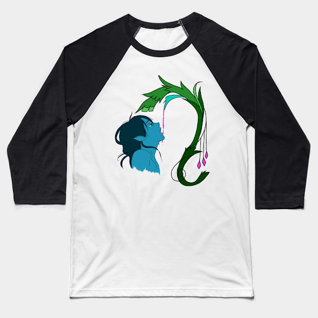 Elf drinking from a flower Baseball T-Shirt by RavenRarities